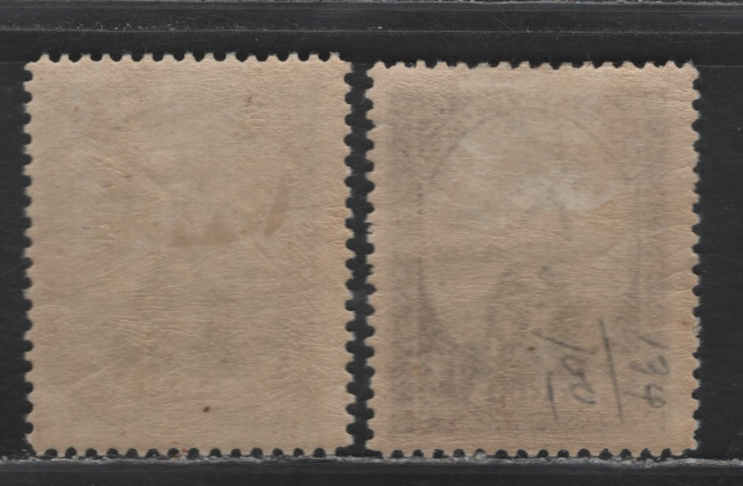 Lot 295 Latvia SC#134 1l on 3r Brown/Dark Brown & Green , 1927 Surcharged Issue, 2 FOG Singles