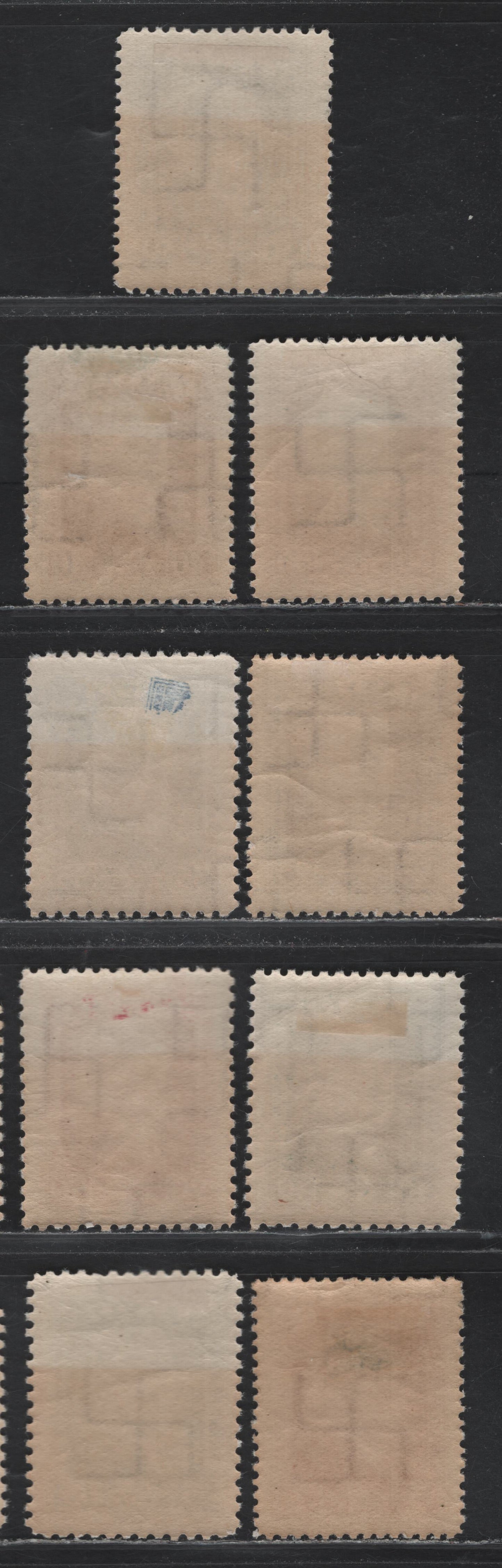 Lot 306 Latvia SC#184-192 3s - 50s Orange Red & Brown Orange - Olive Black , 1937 60th Birthday of President Ulmans Issue, 9 VFOG Singles, Perf 11.5 Except 5s, 10s, 20s & 35s