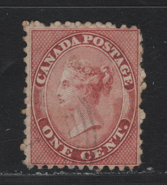 Lot 322A Canada #14b 1c Deep Rose , 1859-1864 First Cents Issue, A Fine Used Single, Cents-BB Paper, Perf 11.75