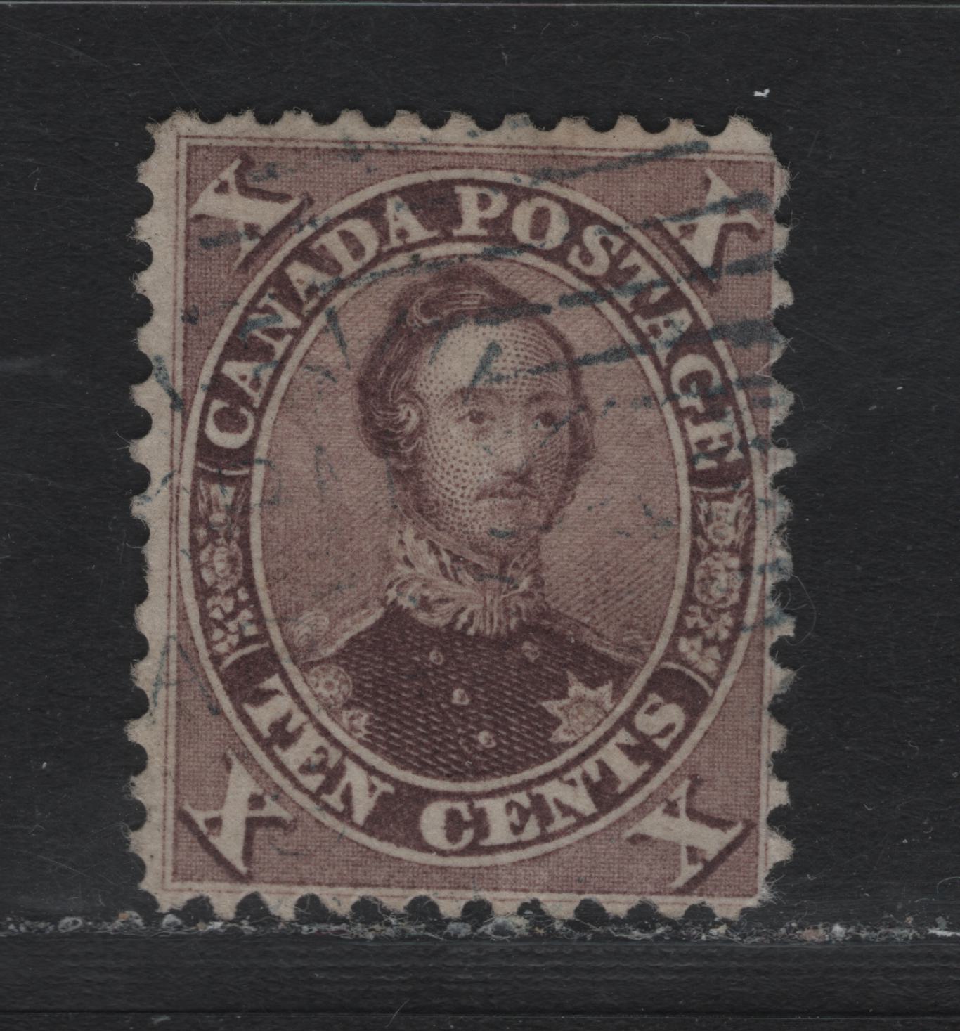 Lot 330 Canada #17b 10c Brown , 1859-1864 First Cents Issue, A Fine Used Single, Cents-DDD Paper, Perf 12x11.75