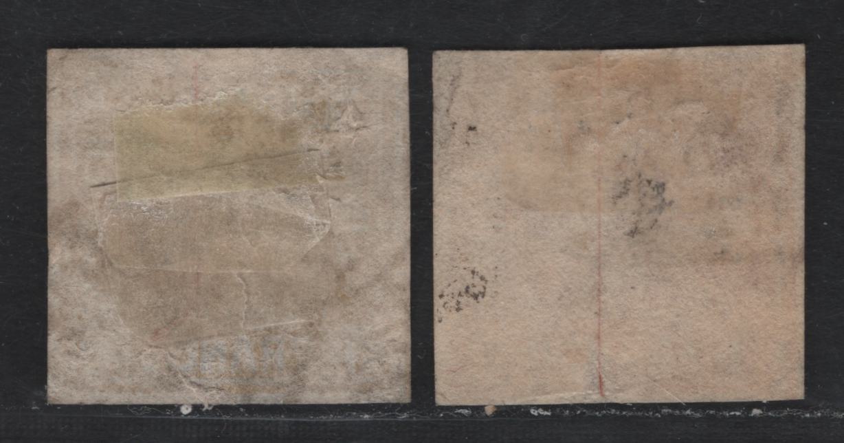 Lot 5 Bavaria SC#4, 9 (Michel# 3Ia, 8I) 1kr Light Pink - Yellow , 1850-1862 Numeral Issue, 2 Very Fine Used Singles, Plates 1 (Rounded Corners) & 2 (Square Corners)