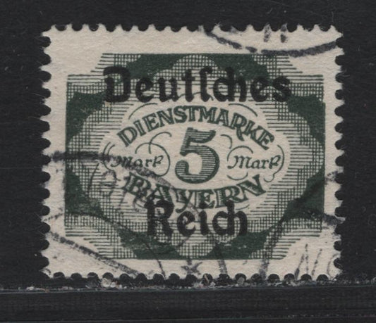 Lot 66 Bavaria SC#O69 (51) 5m Greenish Black , 1920 Deutches Reich Overprinted Plowman, Sower & Madonna Issue, A Very Fine Used Single