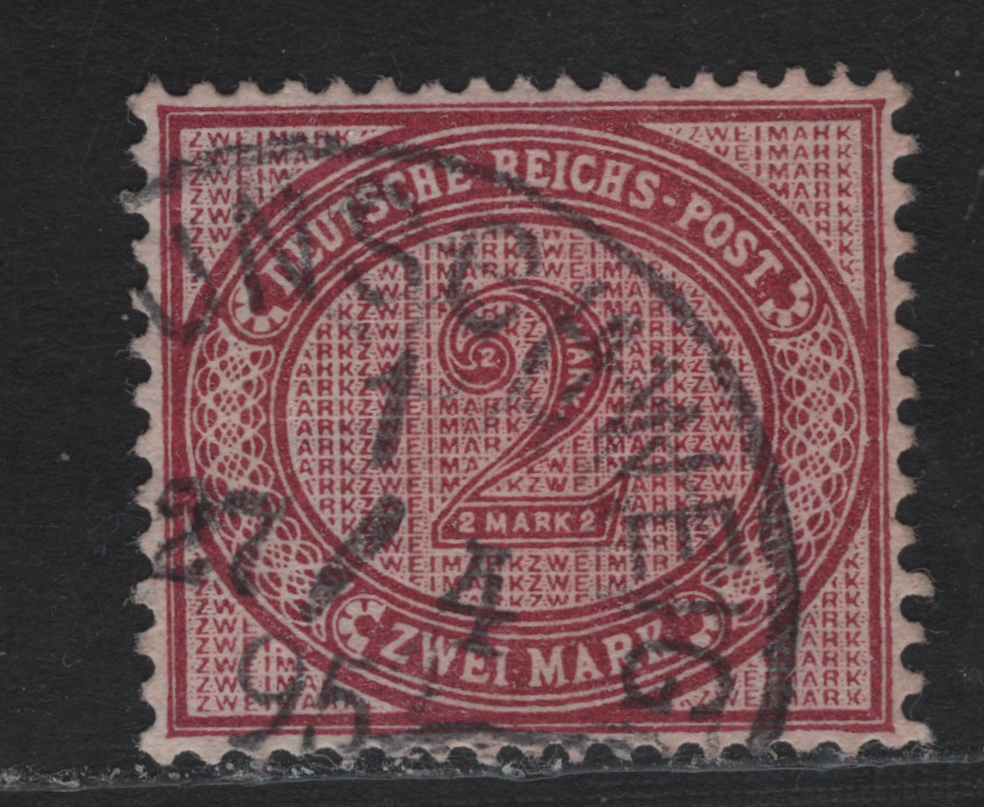 Lot 92 Germany SC#36 2m - 5m brownish Purple , 1875-1877 Numeral & Eagle Issue, A Very Fine Used Single, April 27 1895 CDS Cancel, Listed In Michel As Dark Red Carmine