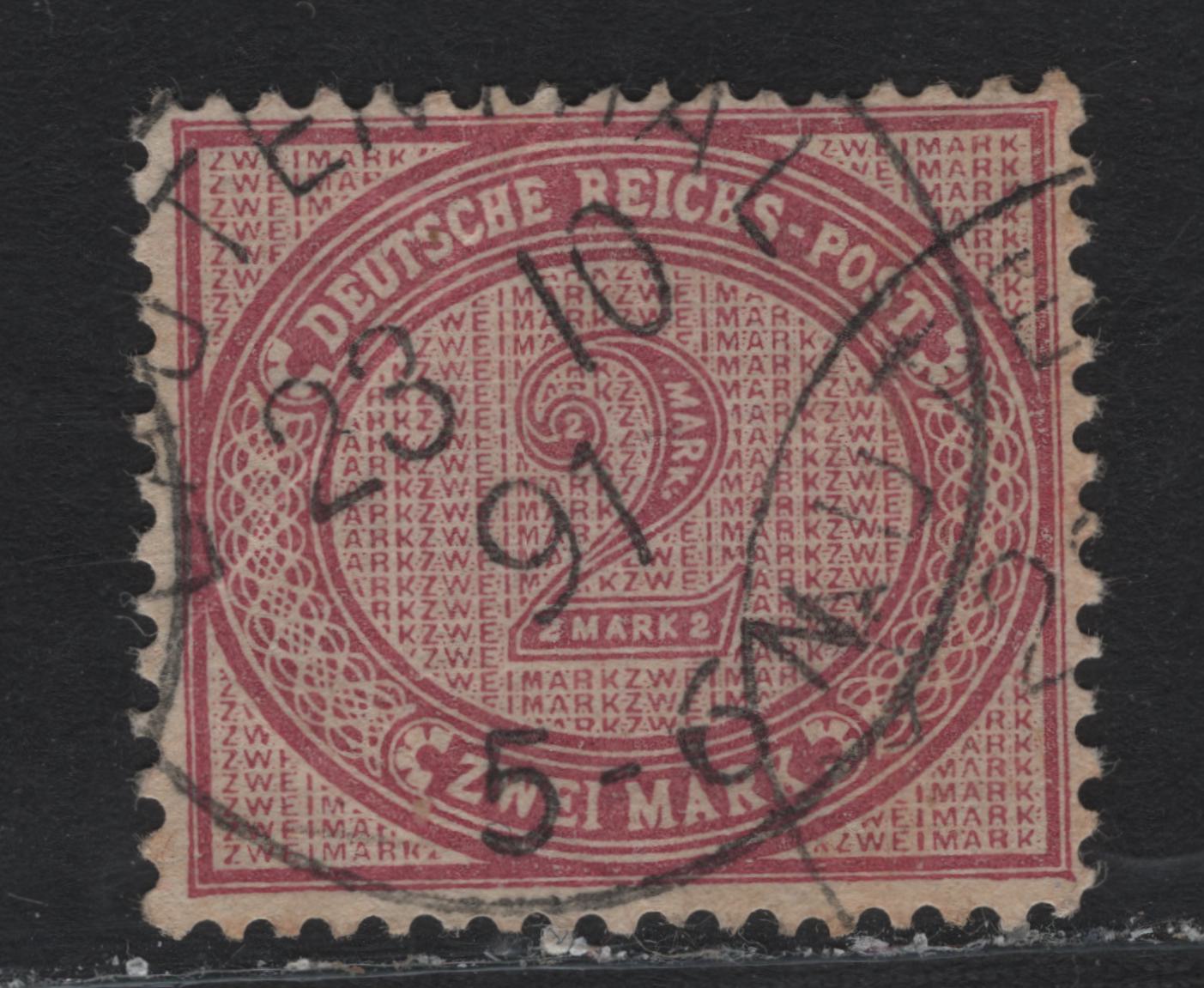 Lot 93 Germany SC#36b 2m Dull Violet Purple , 1875-1877 Numeral & Eagle Issue, A Very Good Used Single, October 23 1891 CDS Cancel, Placing It In The Peirod Covered By This Scarce Shade (1889-1891), Heavy Diagonal Crease.
