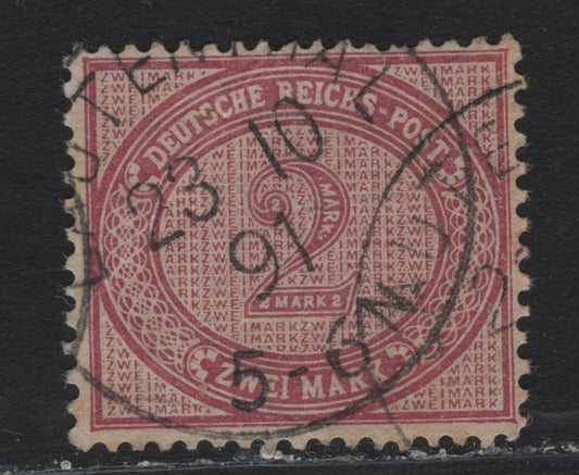 Lot 93 Germany SC#36b 2m Dull Violet Purple , 1875-1877 Numeral & Eagle Issue, A Very Good Used Single, October 23 1891 CDS Cancel, Placing It In The Peirod Covered By This Scarce Shade (1889-1891), Heavy Diagonal Crease.