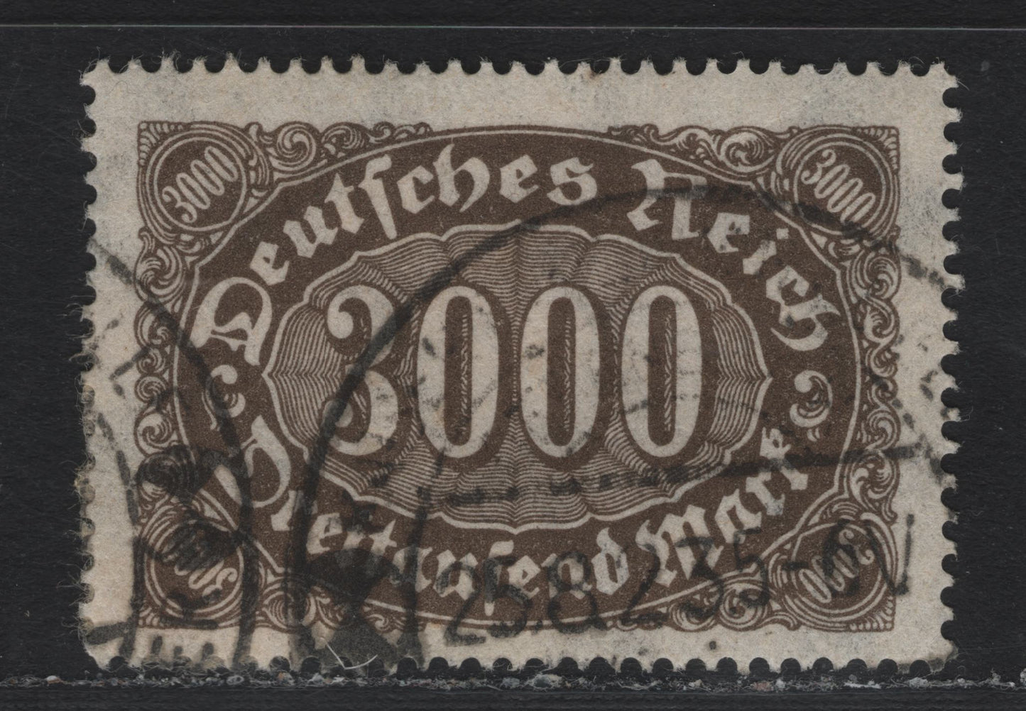 Lot 113 Germany SC#206c 3000m Black Brown , 1923 Numeral Issue, A Very Fine Used Single, Likely CTO Cancel, Therefore Priced As Mint OG