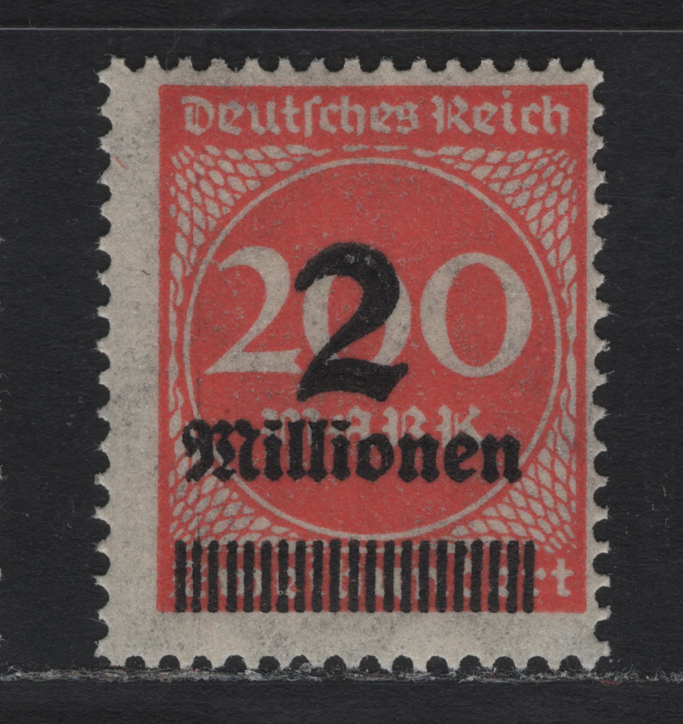 Lot 194 Germany SC#269var (309APA) 2mil on 200m Lively Cinnabar , 1923 Surcharged Issue, A FNH Single, 2.5mm Space Between Words, BPP Guarantee Handstamp Identifying The Shade