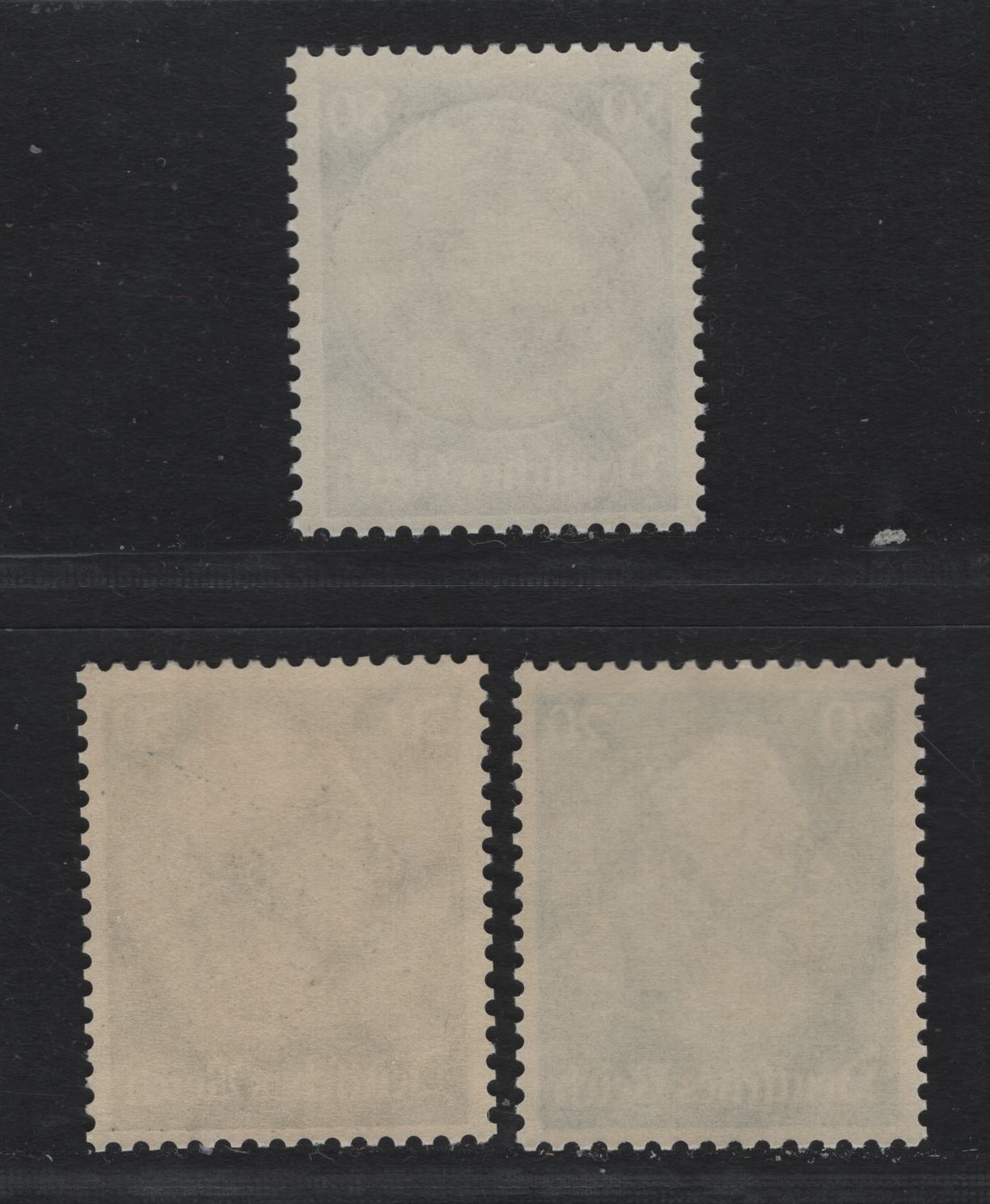 Lot 229 Germany (C) SC#408-409, 413 (490-491, 494) 20pf - 60pf Bright Blue - Dark Blue & Black , 1933 Hindenburg Issue, 3 FNH Singles, Network Wmk