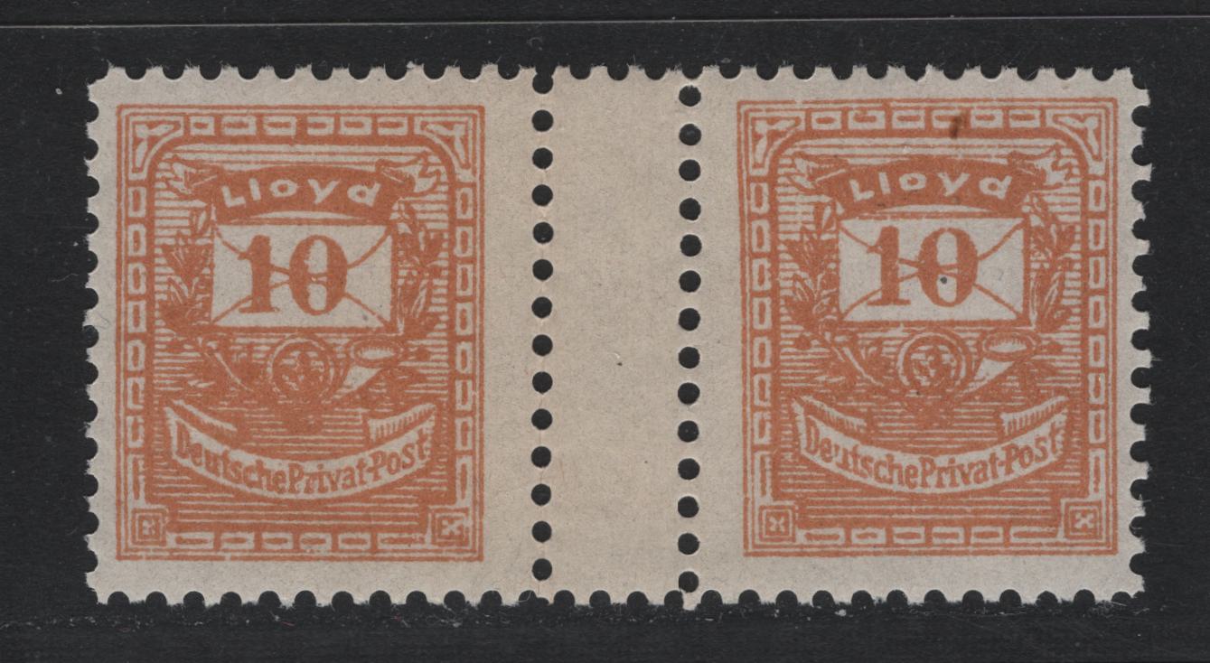 Lot 237 Germany (C) SC# 10pf Dull Orange , 1886 Lloyd Private Local Issue, A VFNH Gutter Pair