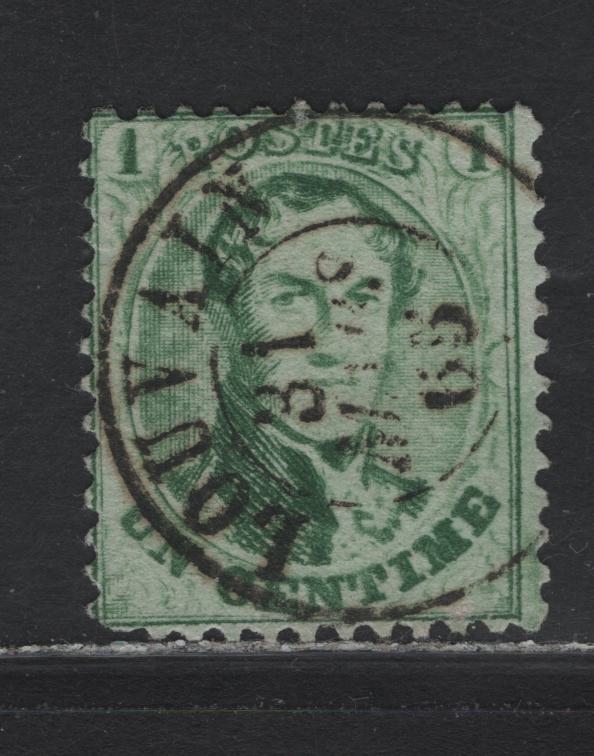 Lot 256 Belgium (C) SC#13a 1c Green , 1863 King Leopold I Portrait Issue, A Fine Used Single, Well Centered For This Issue, SON March 31 1865 Louvain CDS