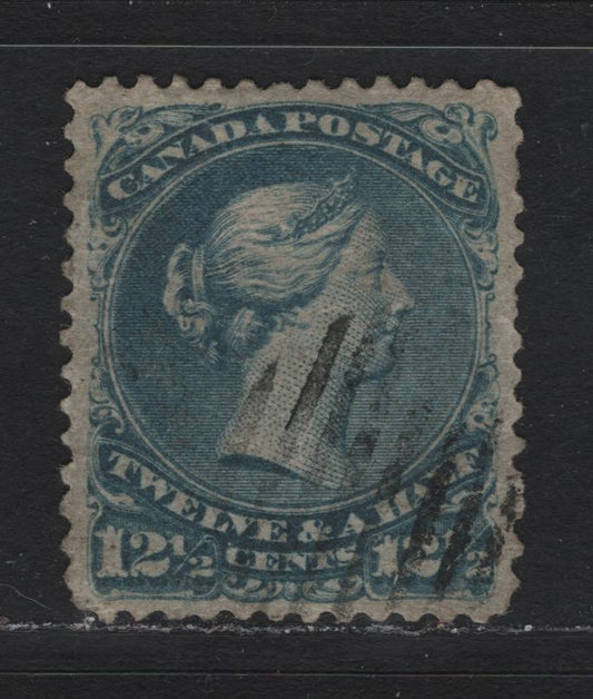 Lot 45 Canada #28 12.5c Blue , 1868-1876 Large Queen Issue, A Very Fine Used Single, FO-U Paper (Duckworth 4), Perf 12x11.9