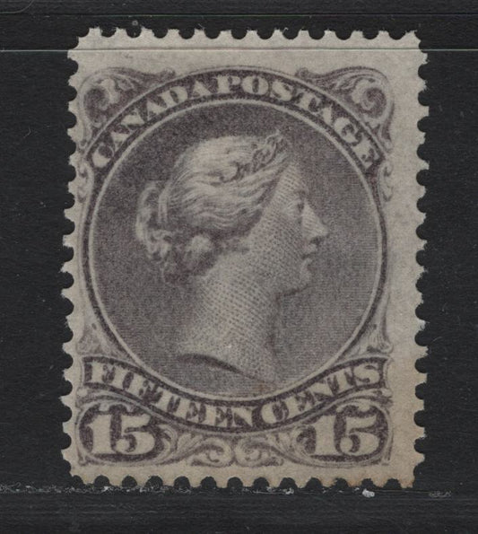 Lot 52 Canada #29 15c Gray Violet , 1868-1876 Large Queen Issue, A Fine Unused Single, 2nd Ottawa Printing, SO-JJ Paper, Perf 12.1x12.