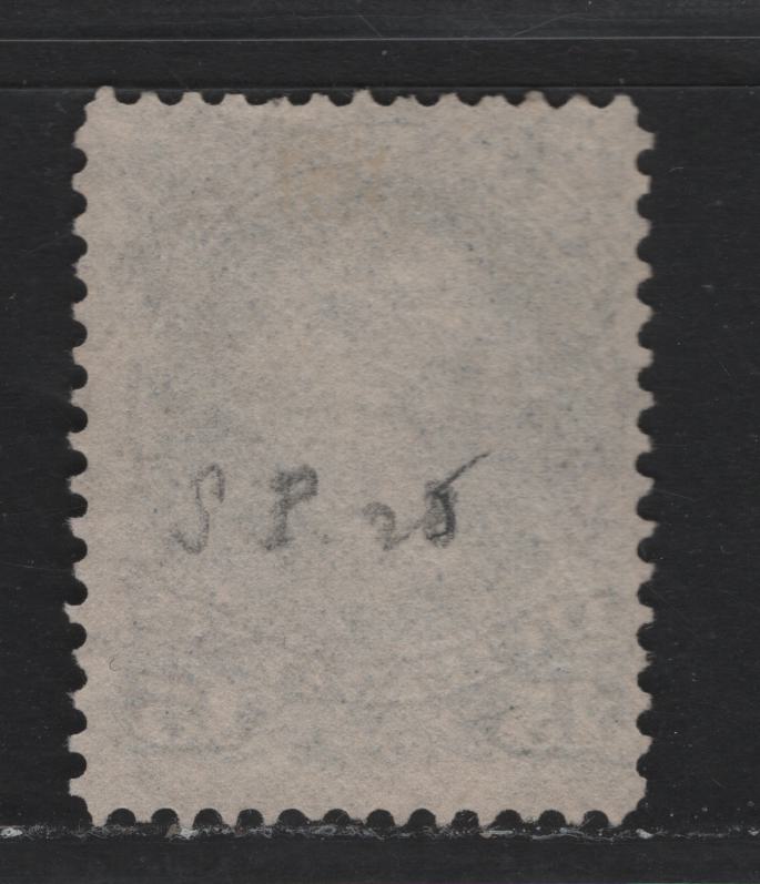 Lot 58 Canada #30b 15c Slate Blue , 1868-1876 Large Queen Issue, A Very Good Used Single, Late Montreal Printing, LM-O Paper, Pos. Dot Under LL Scroll, Perf 12.2.