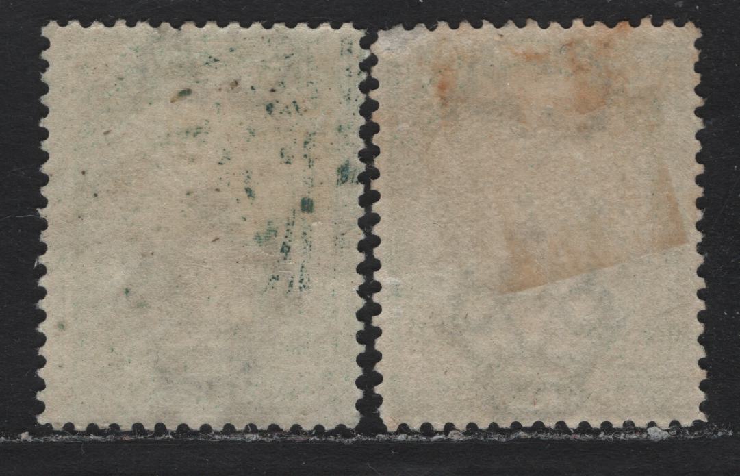 Lot 7 Falkland Islands SG#15-16 1/2d Blue Green & Green , 1891-1902 Queen Victoria Sideface Issue, 2 FOG Single, Bradbury Wilkinson Printing, Crown CA Wmk