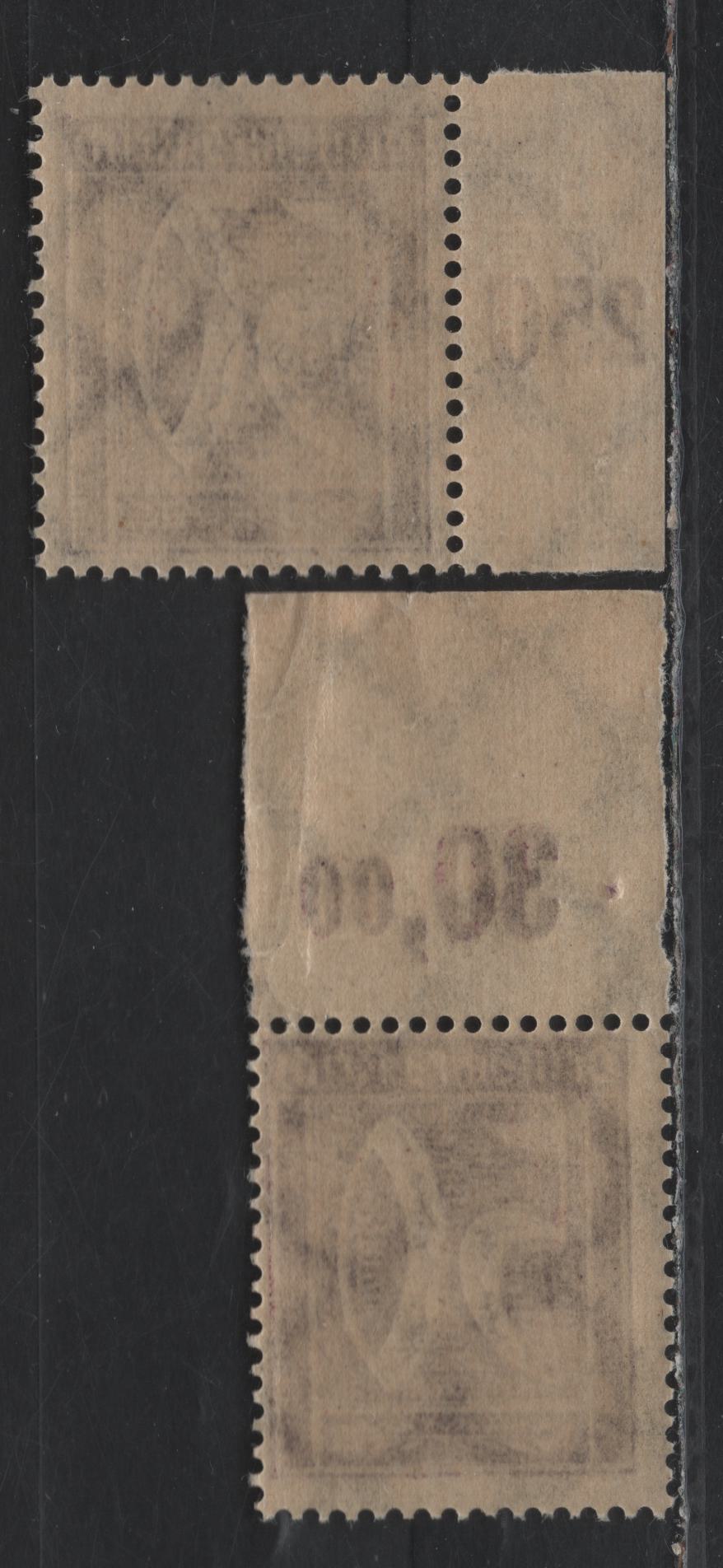 Lot 74 Germany SC#167 (183b, 183bPOR) 50pf Blackish Violet Brown , 1921-1922 Numeral, Worker & Post Horn Issue, 2 FNH Singles, Flat Plate Printing, Top Sheet Margin Example With Value Counter & Left Sheet Margin Single With Value Counter