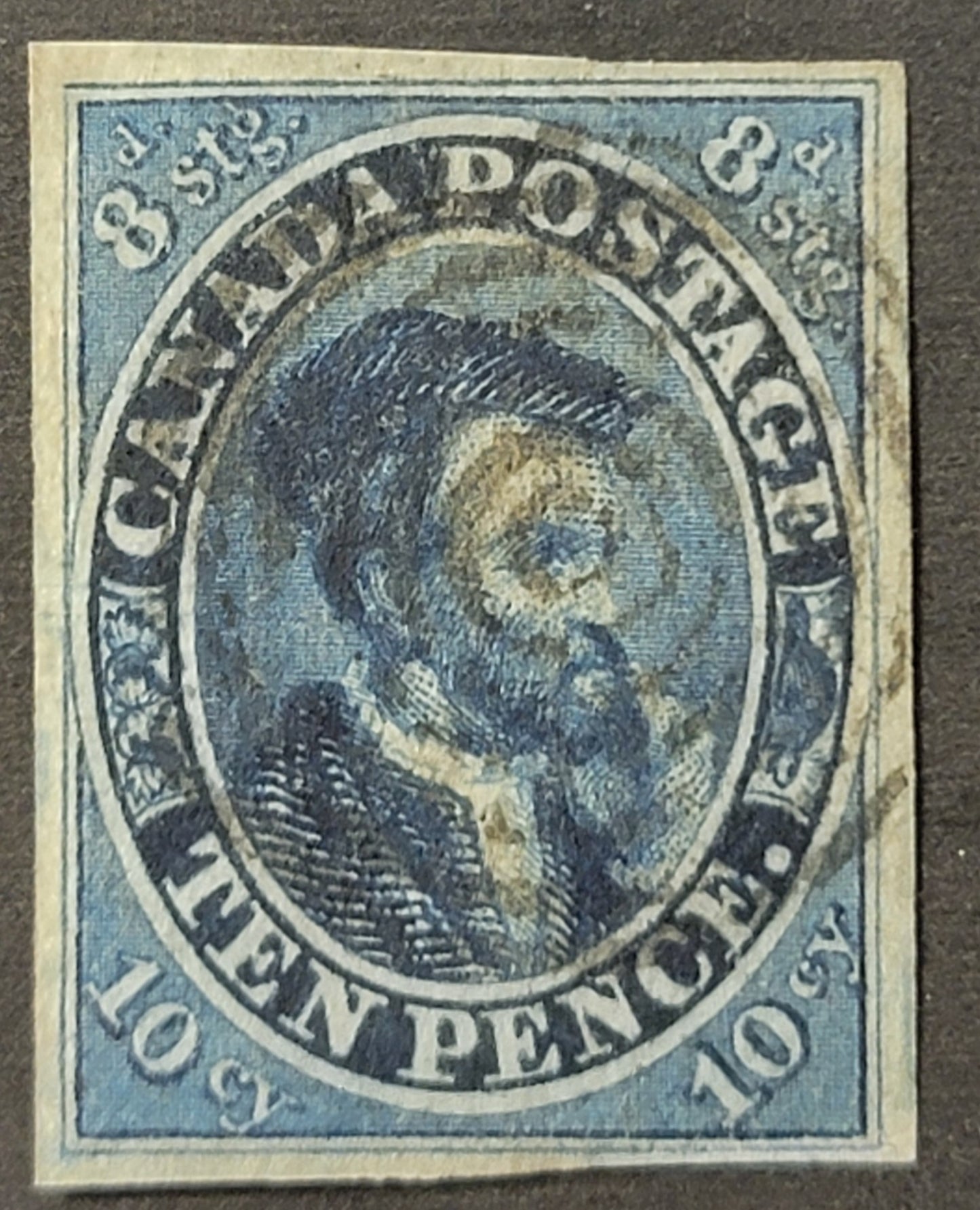 Lot 305 Canada (C) #7 10d Blue, Jacques Cartier, Thin Crisp Wove Paper, 1852-1857 Pence Issue, A VF Used Example, 4 Clear Margins, Signed Alcuri
