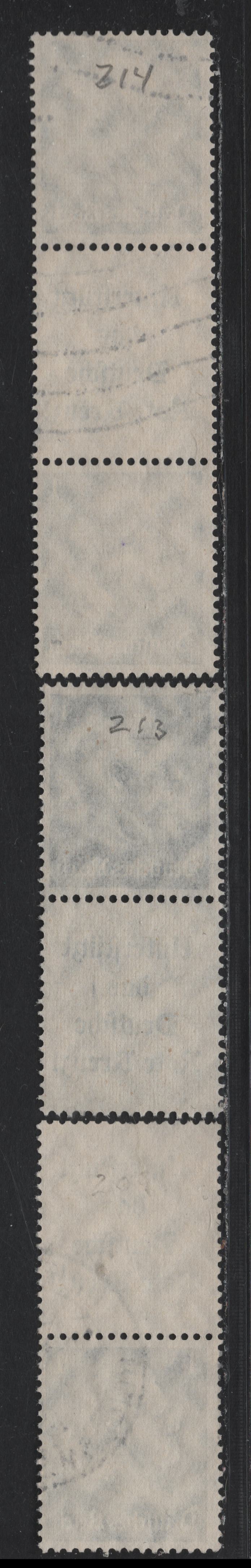 Lot 107 Germany SC#415 (S521, S213-S214) 1pf Black , 1933-1936 Hindenberg Issue, 3 Fine/Very Fine Used Vertical Label-Stamp & Stamp-Label Booklet Pairs & S-L-S Booklet Strip Of 3