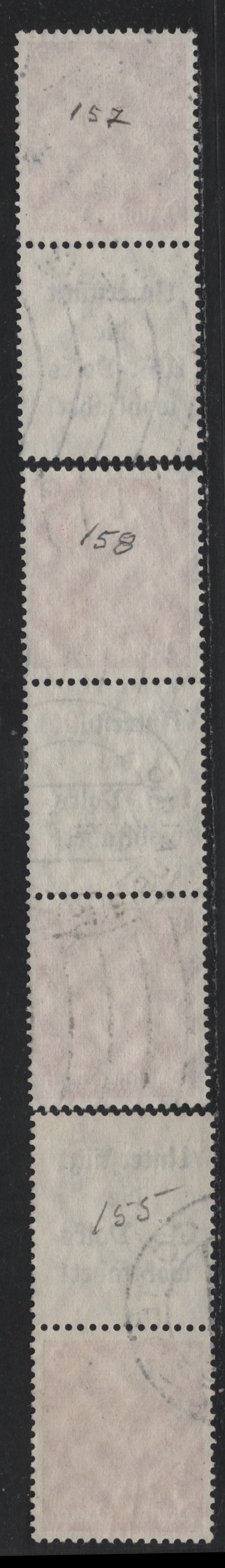 Lot 112 Germany SC#422 (S155, S157-S158) 12pf Carmine , 1933-1936 Hindenberg Issue, 3 Very Fine Used Vertical L-S & S-L Pairs and S-L-S Booklet Strip