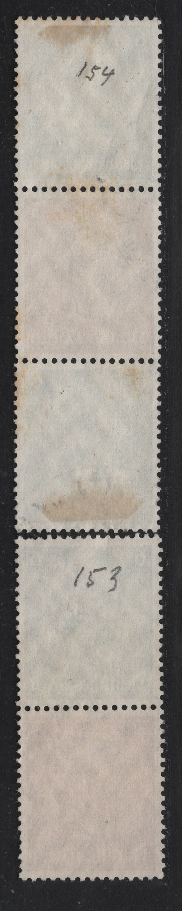 Lot 113 Germany SC#416, 419 (S153-S154) 3pf - 6pf Brown - Dark Green , 1933-1936 Hindenberg Issue, 2 Very Fine Used Vertical Booklet Pair & Strip Of 3