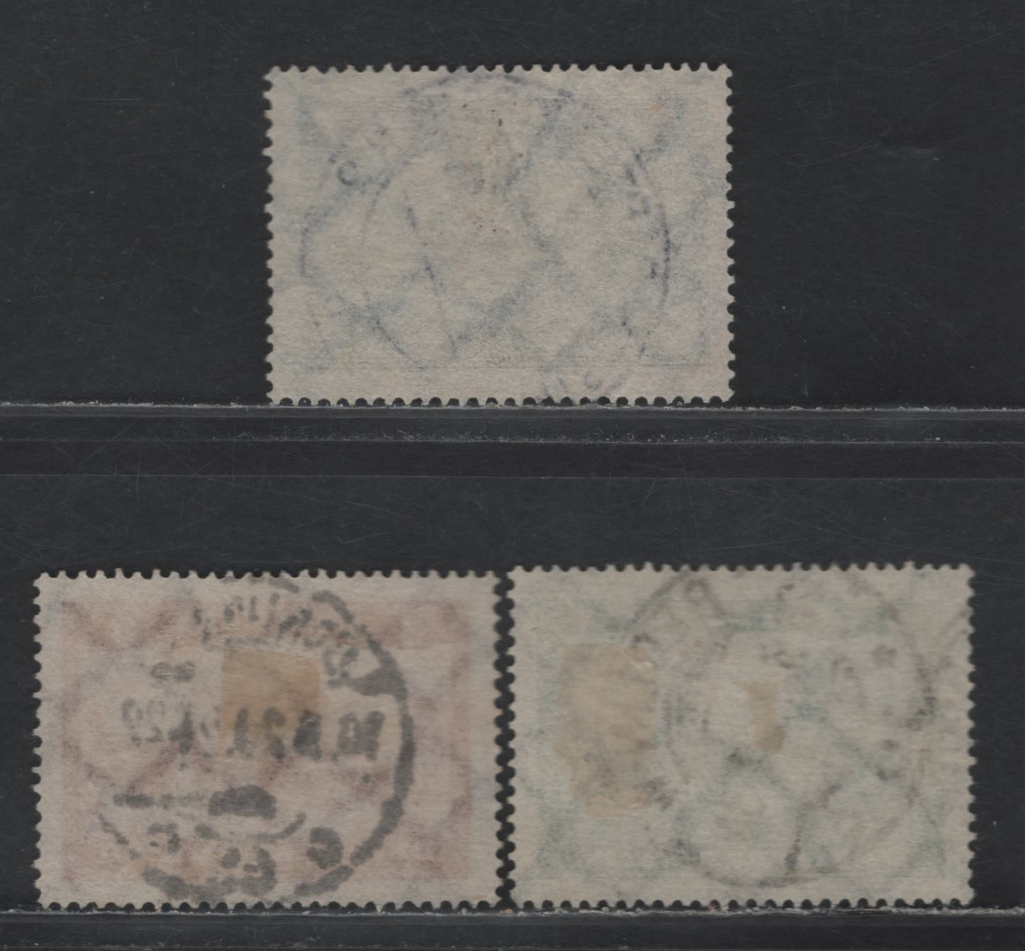 Lot 187 Germany SC#337-339 (364x-366x) 1m - 3m Dark Green - Brownish Carmine , 1924 Castles Issue, 3 Very Fine Used Singles, Readable SON Cancels