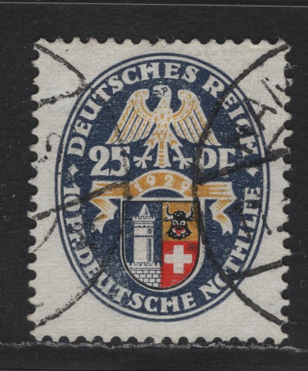 Lot 219 Germany SC#B31 (433) 25pf+10pf Multicolored , 1929 Arms Semi Postal Issue, A Very Fine Used Single