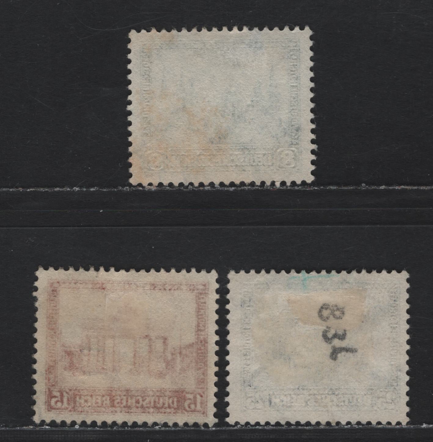 Lot 285 Germany SC#B34-B36 (450-452a) 5pf+4pf - 25pf+10pf Multicolored , 1930 Charity Semi Postal Issue, 3 Fine/Very Fine Used Singles, Iposta Design