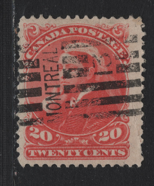 Lot 30 Canada #46 20c Vermillion Queen Victoria, 1888-1897 Small Queen Issue, A Good Used Single, 2O-EE Paper, Perf 12x12.1, Light Diagonal Crease.