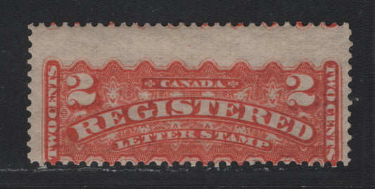 Lot 39 Canada #F1i 2c Orange Red , 1875-1896 Registration Issue, A VGOG Single, Late Montreal Printing, Stout Horizontal Wove Paper, Perf 12.1.