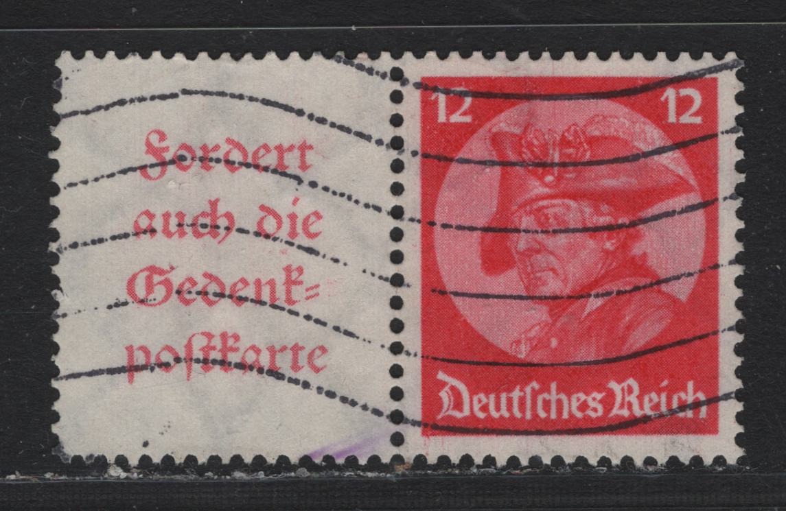 Lot 65 Germany SC#399 (W45) 12pf Carmine , 1933 Postdam Day Issue, A Very Fine Used Single