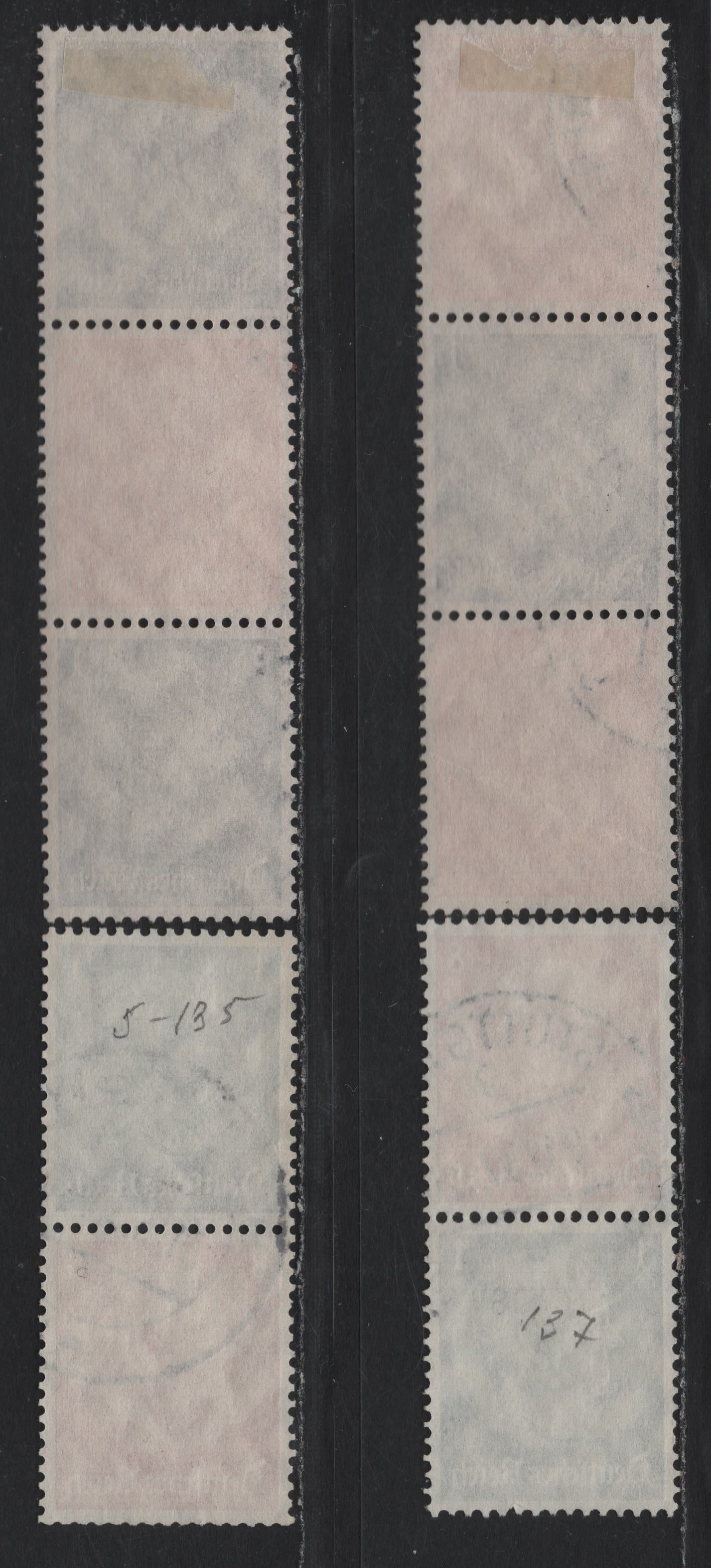 Lot 78 Germany SC#415, 420 (S135-S138) 1pf - 8pf Black - Orange , 1933-1936 Hindenberg Issue, 3 Very Fine Used Vertical Booklet Pairs & Strips, Complete For All Configurations Of These Two Values