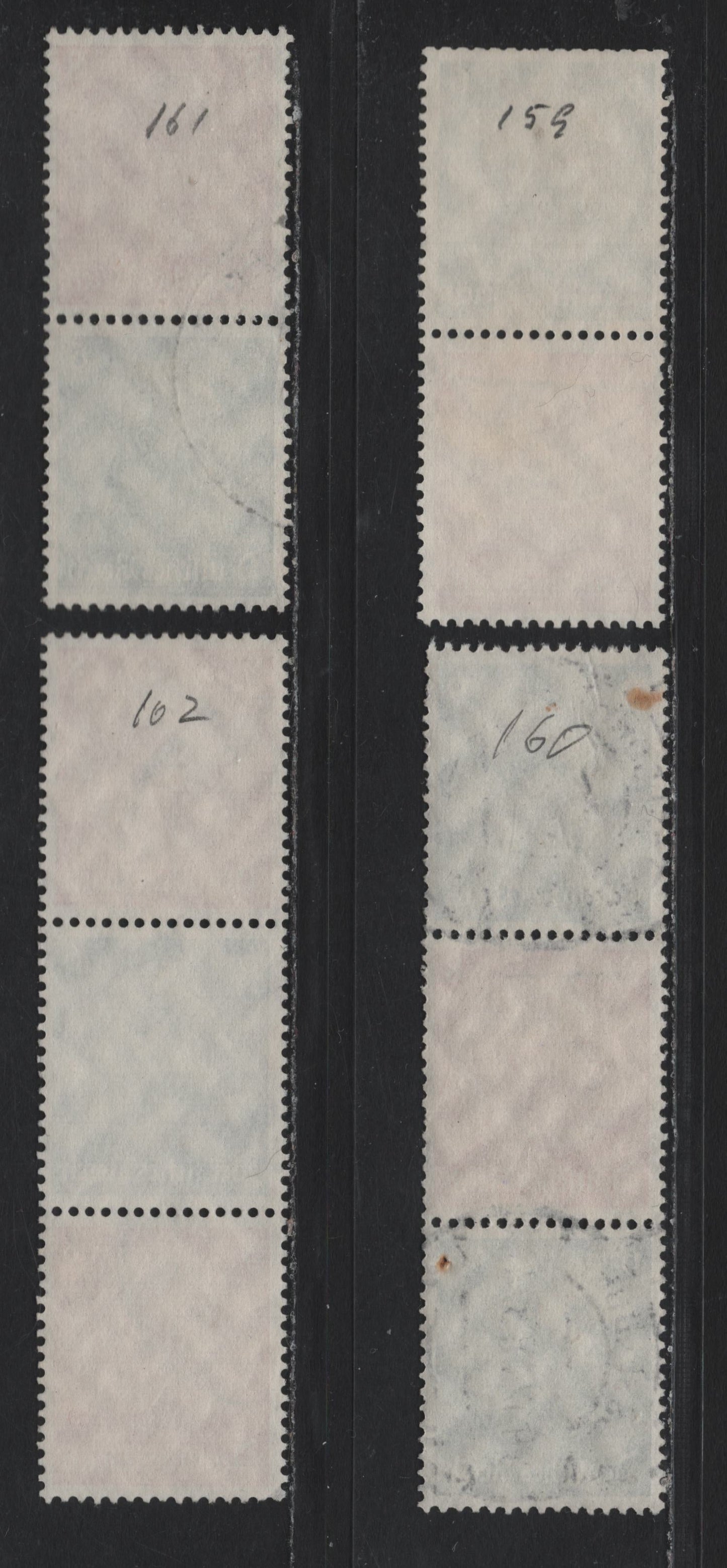 Lot 87 Germany SC#419-420 (S159-S162) 6pf - 8pf Dark Green - Orange , 1933-1936 Hindenberg Issue, 4 Fine/Very Fine Used Vertical Booklet Pairs & Strips Of 3