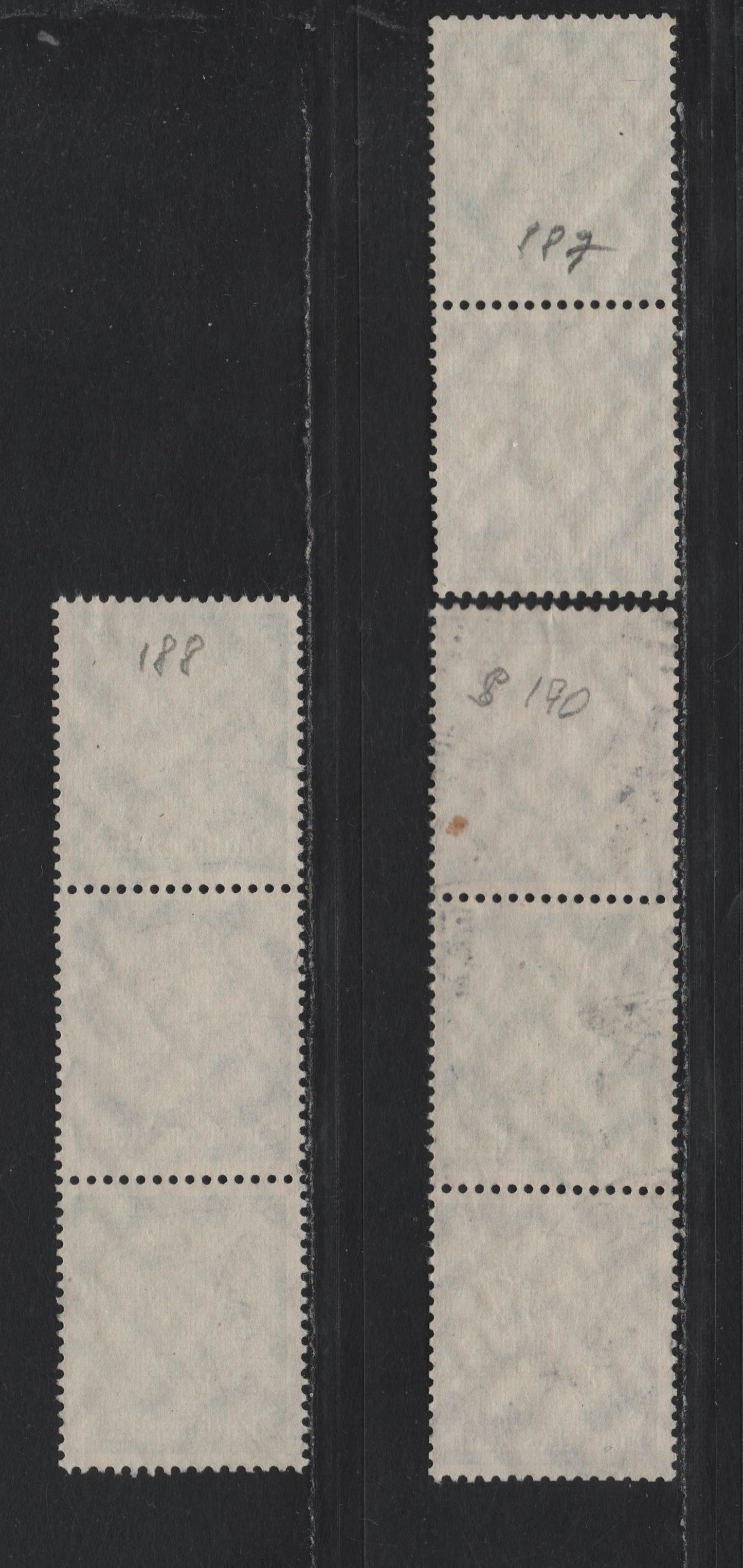 Lot 98 Germany SC#418-419 (S187-188, S190) 5pf - 6pf Emerald - Dark Green , 1933-1936 Hindenberg Issue, 3 Fine/Very Fine Used Vertical Booklet Pair & Strips Of 3