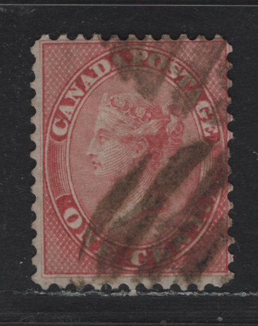 Lot 1 Canada #14 1c Rose Queen Victoria, 1859-1864 First Cents Issue, A Fine Used Single, Perf 12x11.9, Unchecked As To Exact Paper Type, But A Medium Translucent Vertical Wove.