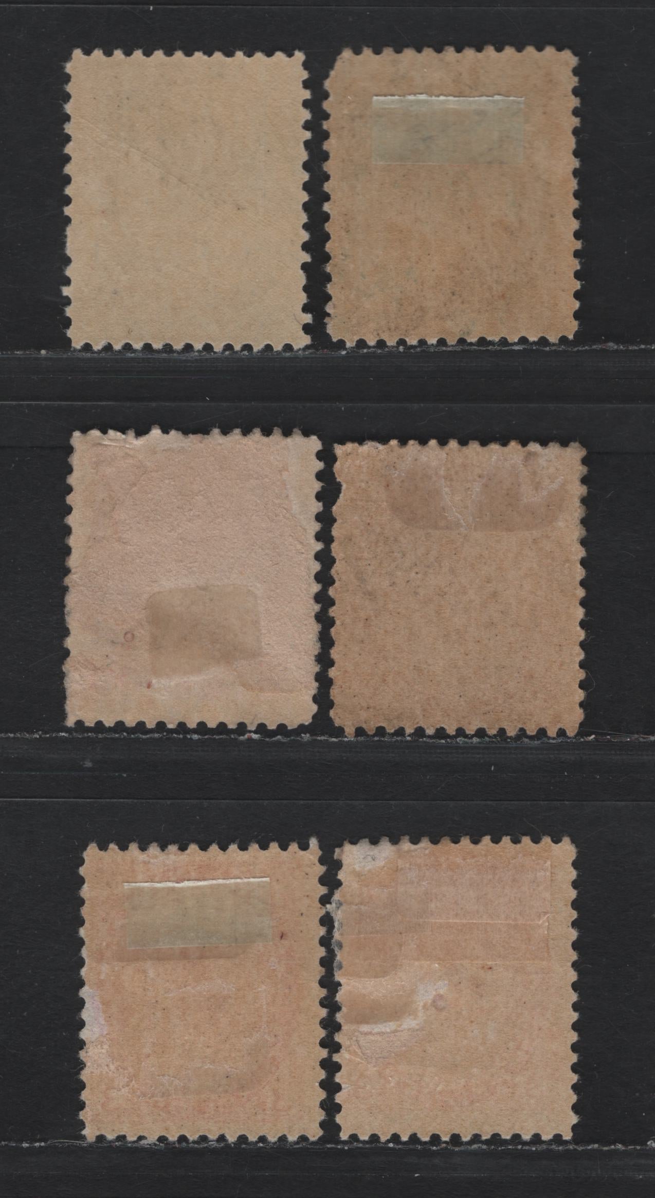 Lot 101 Canada #74i, 75i, 77,a, 78 1/2c - 3c Gray - Carmine Rose Queen Victoria, 1898-1902 Numeral Issue, 6 VGOG Singles, Various Papers & Perfs, Includes Both Dies of 2c