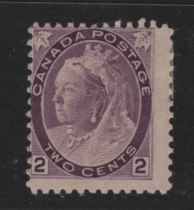 Lot 104 Canada #76a 2c Dull Violet Queen Victoria, 1898-1902 Numeral Issue, A VGOG Single, ABN-FF (Thick) Paper, Perf 12