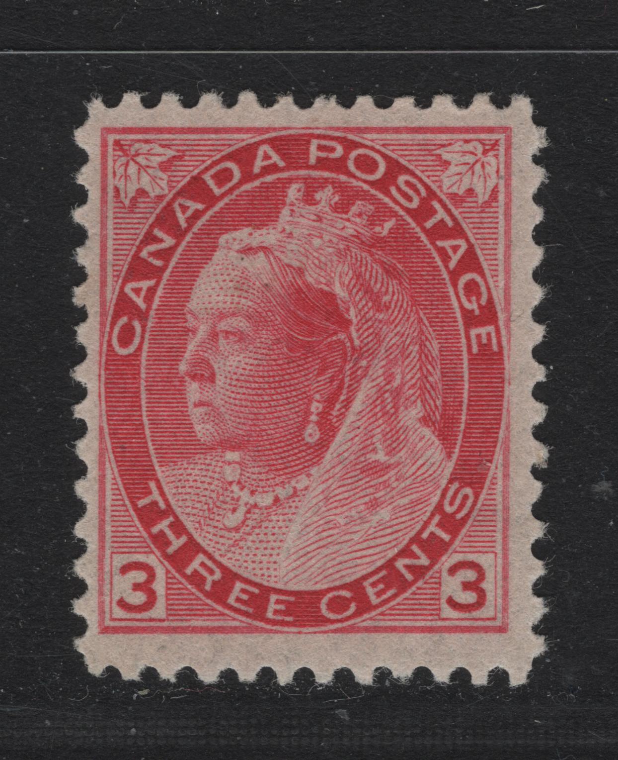 Lot 112 Canada (C) #78 3c Pale Rosine Queen Victoria, 1898-1902 Numeral Issue, A FOG Single, ABN-Y Paper, Perf 12
