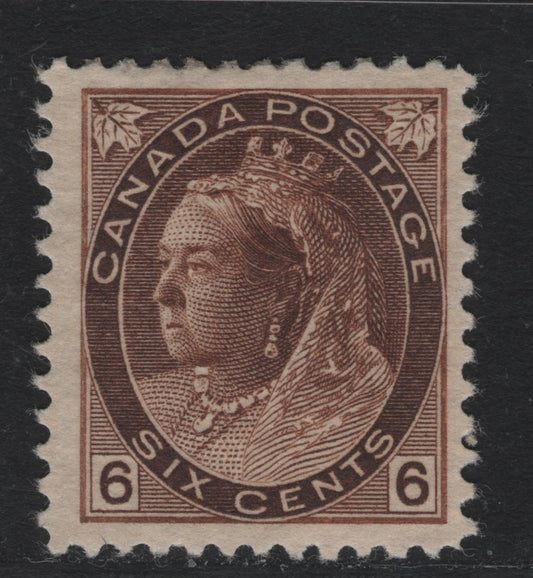 Lot 113 Canada #80 6c Deep Yellow Brown Queen Victoria, 1898-1902 Numeral Issue, A FOG Single, ABN-RR Paper, Perf 12x11.9