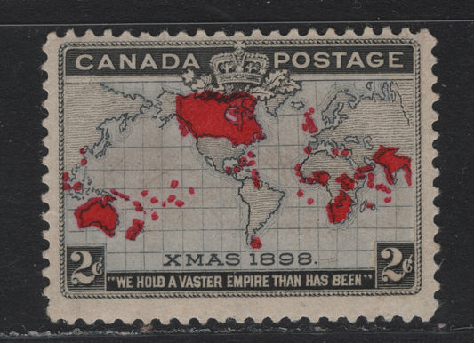 Lot 129 Canada #85 2c Pale Lavender, Black & Aniline Red Mercator's Projection, 1898 Imperial Penny Postage Issue, A FNH Single, ABN-Y Paper, Perf 12x11.9, Very Light Corner Bend At UL.