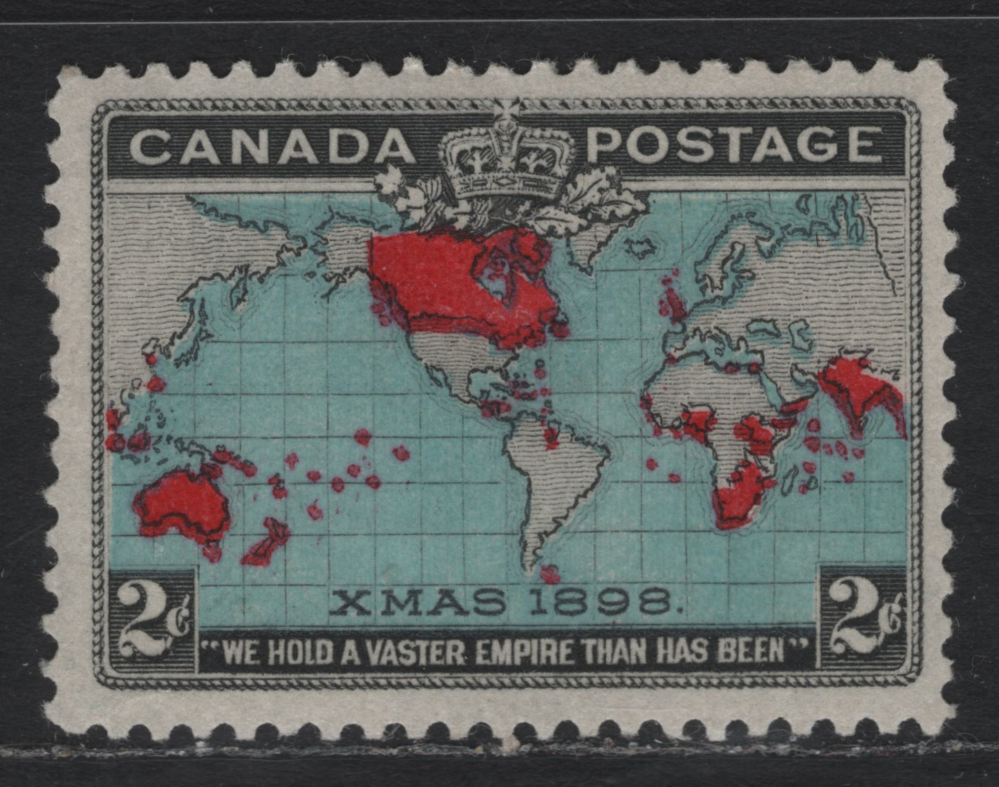Lot 137 Canada #86b 2c Black, Light Prussian Blue & Aniline Red Mercator's Projection, 1898 Imperial Penny Postage Issue, A VFOG Single, ABN-Y Paper, Perf 12x11.9
