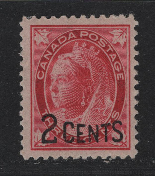 Lot 141 Canada #87 2c on 3c Carmine Queen Victoria, 1899 Provisional Issue, A VFOG Single, Paper ABN-Y, Perf 12x11.9