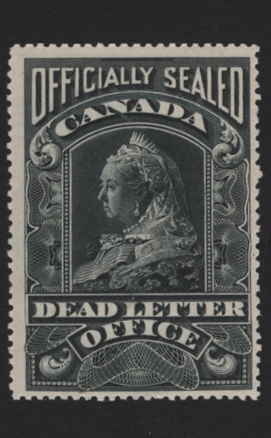 Lot 150 Canada #OX3 Black Queen Victoria, 1907 Officially Sealed Issue, A FOG Single, White Paper