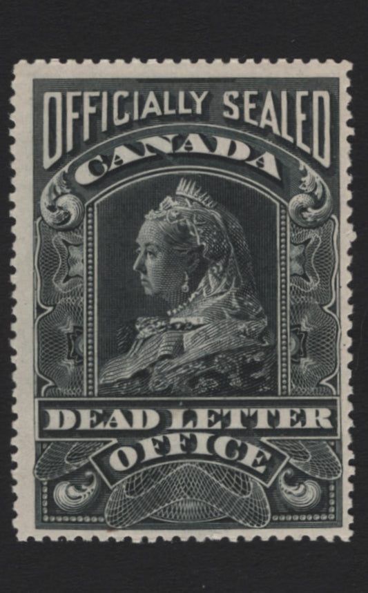 Lot 150 Canada #OX3 Black Queen Victoria, 1907 Officially Sealed Issue, A FOG Single, White Paper