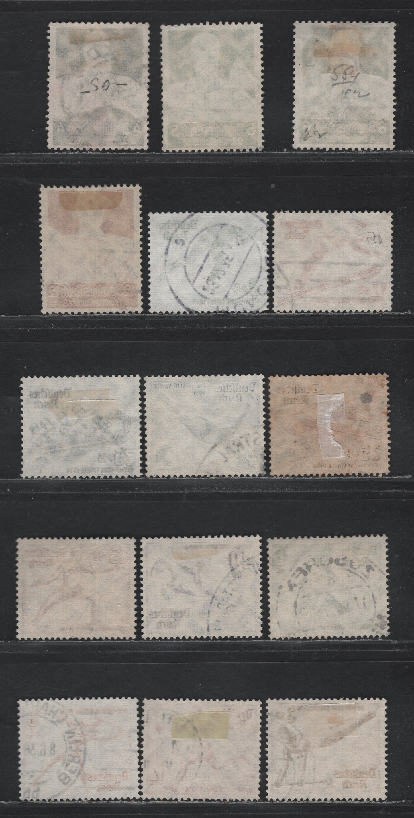 Lot 198 Germany SC#B60-B62, B64, B79-B89 (557/561, 600x-602x, 609-616) 4pf+2pf - 40pf+35pf Black - Violet , 1934-1936 Professions - Summer Olympic Games Semi Postal Issues, 15 Fine/Very Fine Used Singles, B80 Has A Light Crease In UR