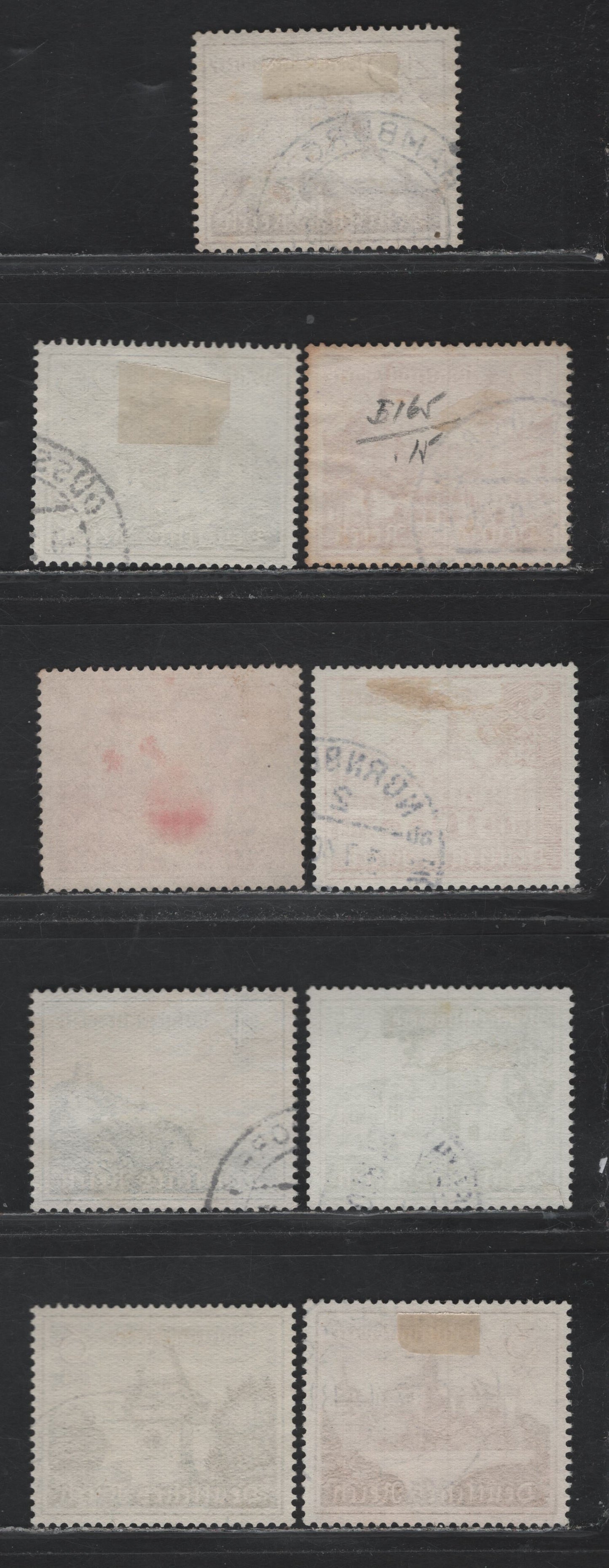 Lot 233 Germany SC#B160/B168 (730y-735x-y, 737y-738y) 3pf+2pf - 40pf+35pf Dark Brown - Rose Violet , 1939 Winter Help Semi Postal Issue, 9 Very Fine Used Singles