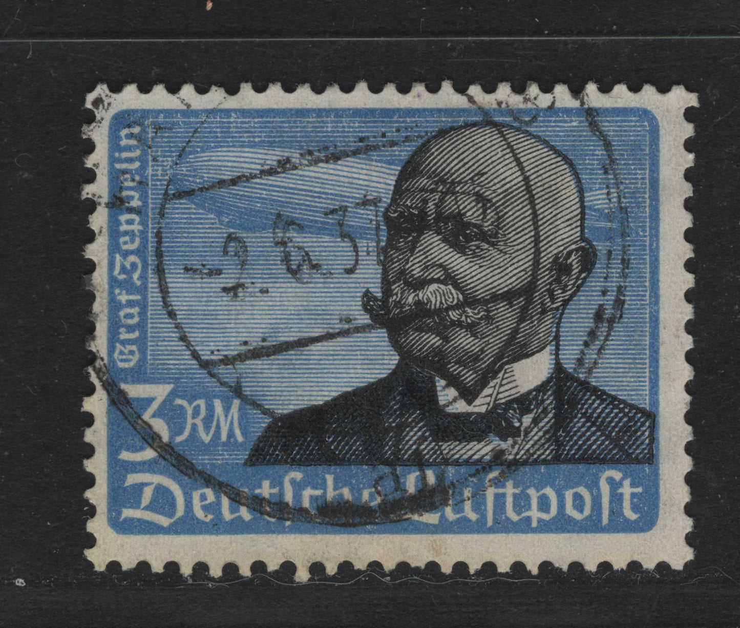 Lot 243 Germany SC#C56 (539x) 3m Blue & Black , 1934 Airmail Issue, A Fine Used Single, Vertical Wove Paper