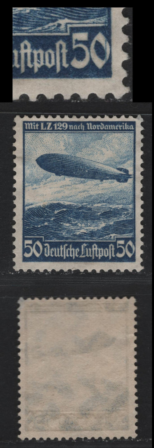 Lot 246 Germany SC#C57var (606x) 50pf Dark Blue, 1934 Airmail Issue, A Fine Unused Single, Showing Vertical Scratch Along Right Side Through Right 'O'