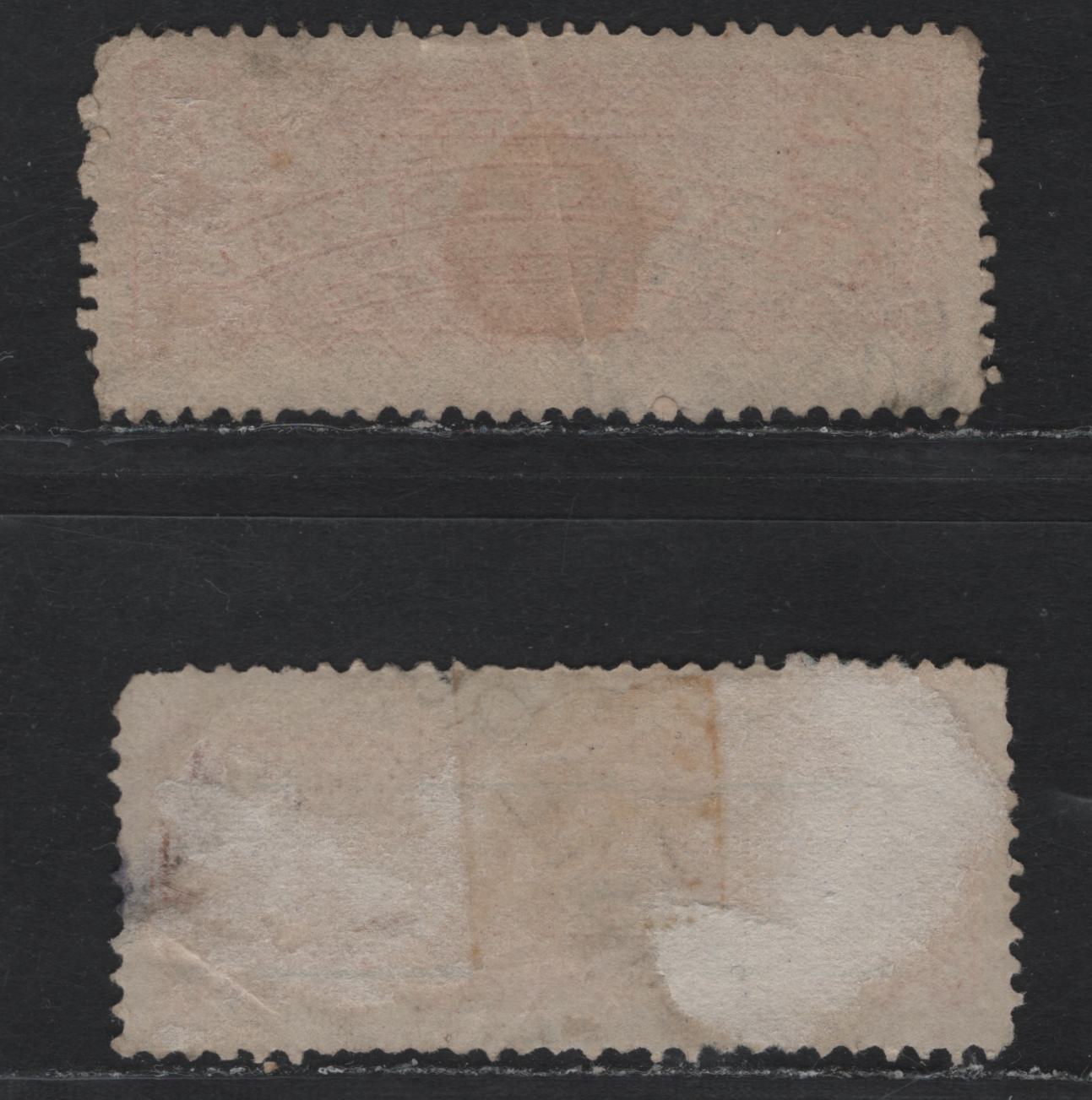 Lot 26 Canada #F1d 2c Orange , 1875-1896 Registration Issue, 2 Fair/Good Used Singles, Scarce Mid Montreal Printings On Stout Vertical Wove, One Has A Diagonal Crease Visible From The Front, One Has A Thin