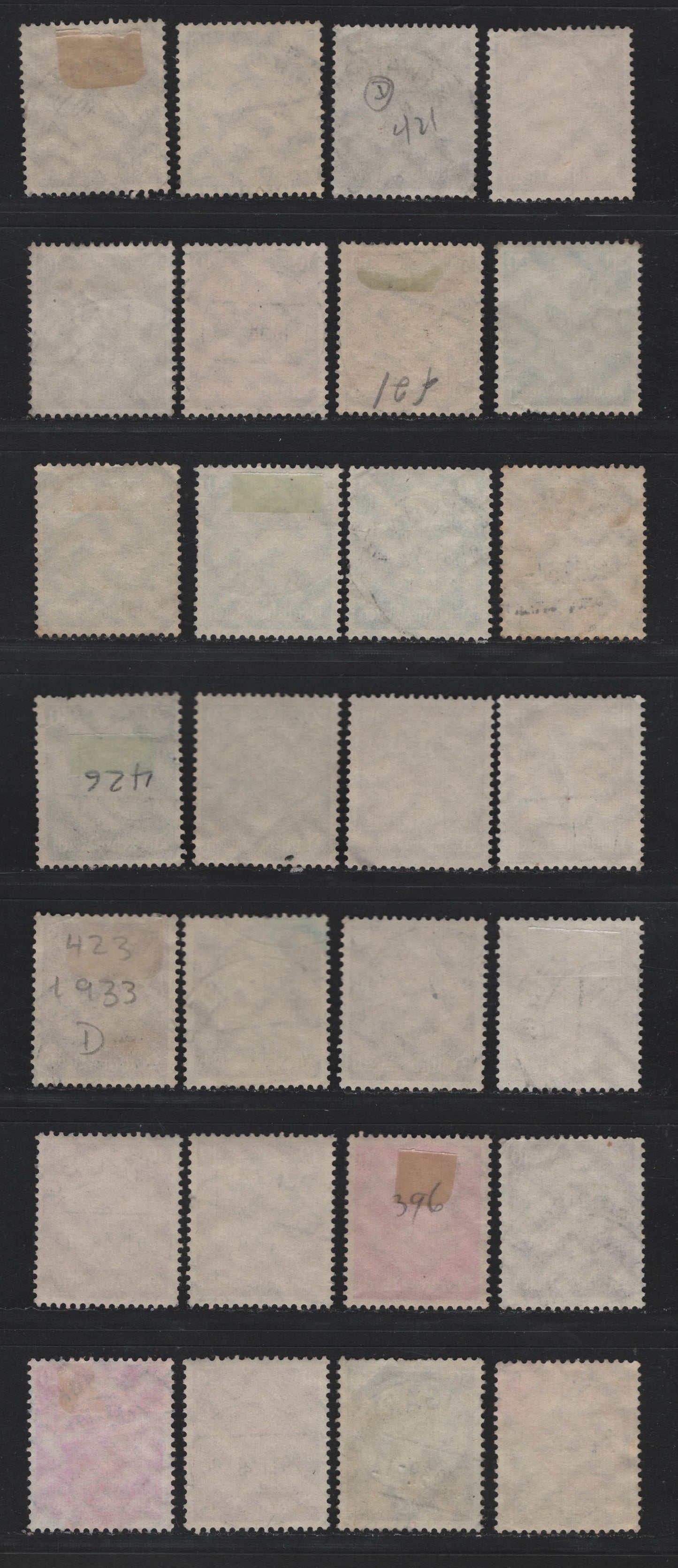 Lot 275 Germany SC#421, 423/428 (518x, 520x-522xa, 523x-525x) 10pf - 50pf Chocolate - Dark Green & Black , 1933-1936 Hindenburg Issue, 28 Fine/Very Fine Used Singles, Selection of Town Cancels