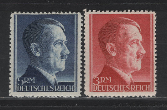 Lot 315 Germany SC#526-527 (801A-802A) 3m - 5m Copper Red - Deep Blue, 1941-1944 Hitler Heads Issue, 2 FNH Singles, Perf 12.5
