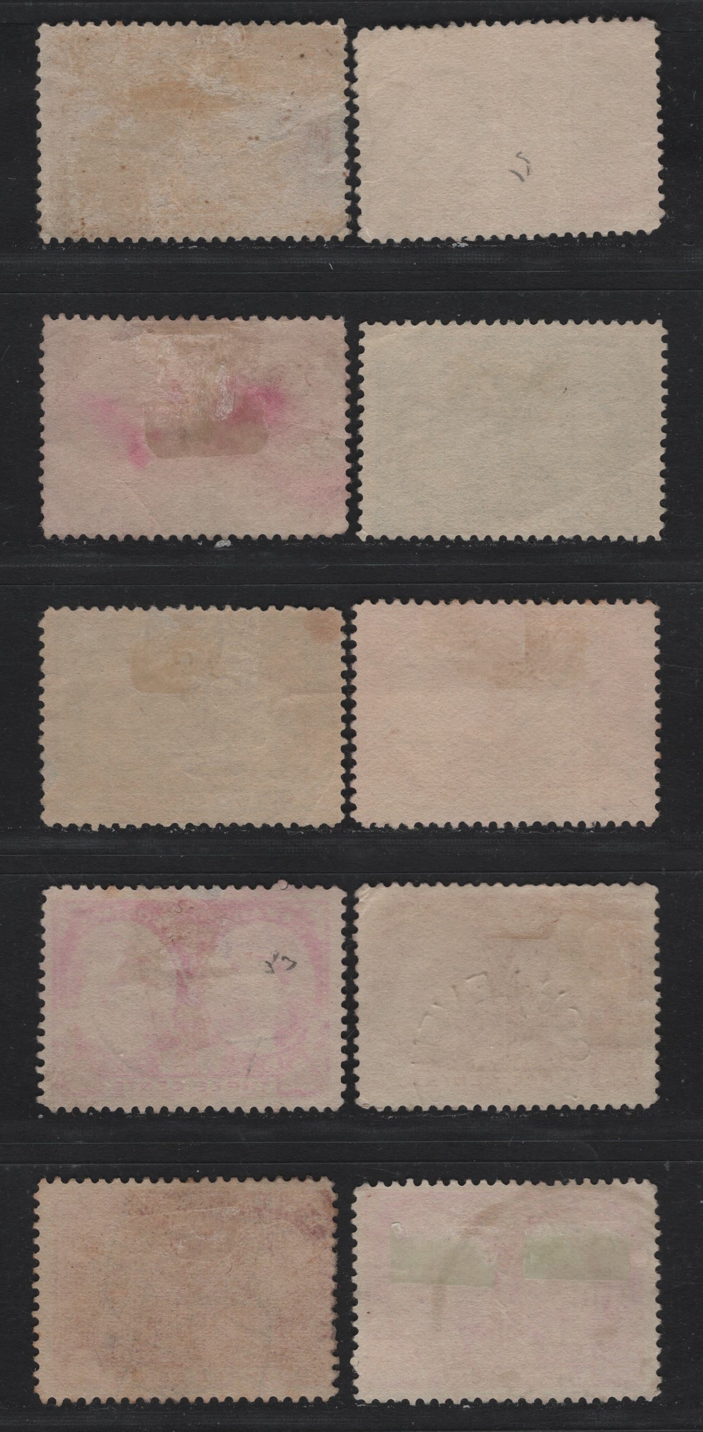 Lot 42 Canada SC#51, 52, 52i, 53 1c-3c Orange, Yellow Orange, Deep Green, Bright Rose, Rose, 1897 Diamond Jubilee Issue, 10 VG & Fine Used Singles On Various Papers, Completely Unchecked As To Specific Types & Perfs, Several With Minor Creases